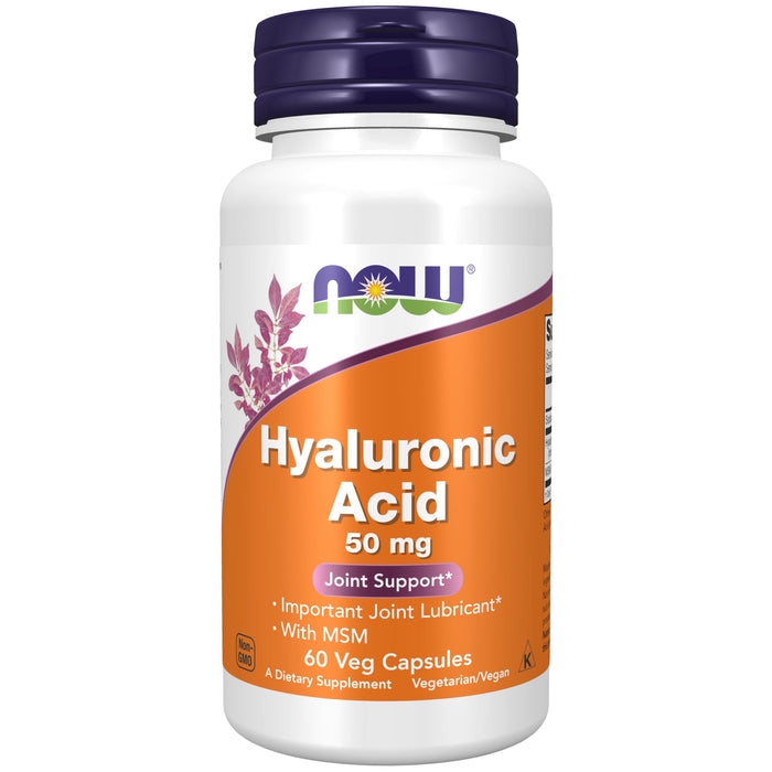 NOW Supplements, Hyaluronic Acid 50 mg with MSM, Joint Support*, 60 Veg Capsules (Pack of 1)