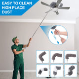 Microfiber Extendable Feather Duster (11pcs) with 100" Extension Pole, Washable Reusable Bendable Dusters for Cleaning Ceiling Fan, High Ceiling, TV, Blinds, Cars