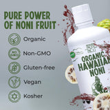 Healing Noni - 1-Pack Plastic Bottle 32oz - 100% Pure Hawaiian Organic Noni Juice - All-Natural Unsweetened Fresh Fruit - Farm Direct - USDA Certified