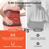 ROMISA Red Light Therapy Belt - Infrared Light Therapy Vibration Rechargeable 660nm&850nm Red Light Therapy Device for Body Massage for Back Shoulder Waist Muscle Pain Relief for Cordless Use