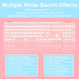 YSCP Typewriter Style Mechanical Gaming Keyboard LED Backlit Wired with Blue Switch Retro Round Keycap 104 Keys Keyboard (Pink 104Keys LED)