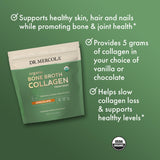 Dr. Mercola Organic Bone Broth Collagen Powder - Chocolate, 30 Servings (30 Scoops), Dietary Supplement, Supports Bone and Joint Comfort, USDA Organic, Non-GMO