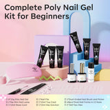 Modelones Poly Gel Nail Kit 60Pcs, 6 Colors Pastel Nude Blue Yellow Nail Extension Gel Kit with Nail Lamp Summer Bright Colorful Nails Manicure Decorations Nail Art Gifts