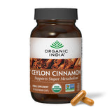 ORGANIC INDIA Ceylon Cinnamon Herbal Supplement - Vegan, Gluten-Free, Kosher, USDA Certified Organic, Non-GMO - 90 Capsules