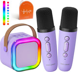 Kinglucky Mini Karaoke Machine for Kids with 1 Year Karaoke Premium (14M+ Songs) Portable Bluetooth Speaker with 2 Wireless Mics, Birthday for Girls 4, 5, 6, 7, 8, 9, 10, 12 + (Purple)