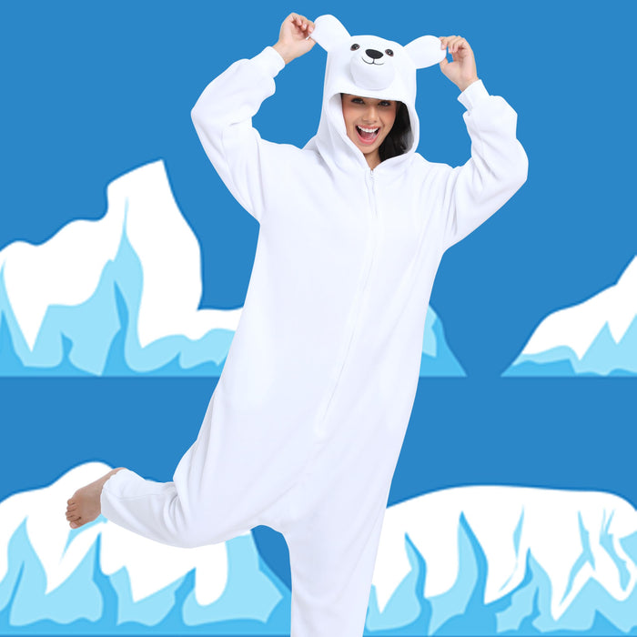 NAITOKE Adult Animal Onesie Halloween Costume Cosplay One-Piece Pajamas Women Man Teens White