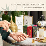 Dukhni Luxury Attar Oil Set Arabian unisex perfume oils | 6 assorted scents x 6ml | Mini roll ons, arabic oud fragrance oil | Alcohol free, Vegan, Collection Set for Gifting, Eid Islamic Gifts