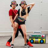 Hicarer 6 Pieces Hip Hop Costumes 80s/90s Outfits Accessories for Women Men Rapper DJ Costume Halloween Cosplay (90s Vintage)