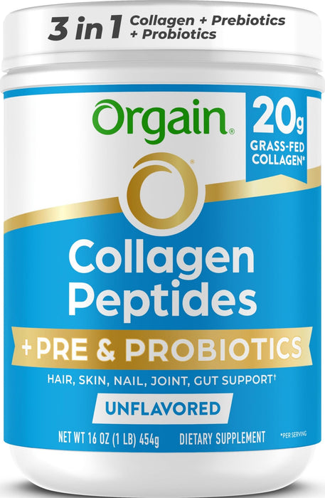 Orgain 20g Collagen Peptides + Prebiotic & Probiotics Powder, 1lb