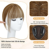 NAYOO Bangs Hair Clip in Bangs Human Hair 360° Cover Wipsy Bangs Hair for Women, 2 Secure Clips in Full Fringe Fake Bangs Hair Toppers for Women Girls Daily Wear (Wispy Bangs, Medium Brown)