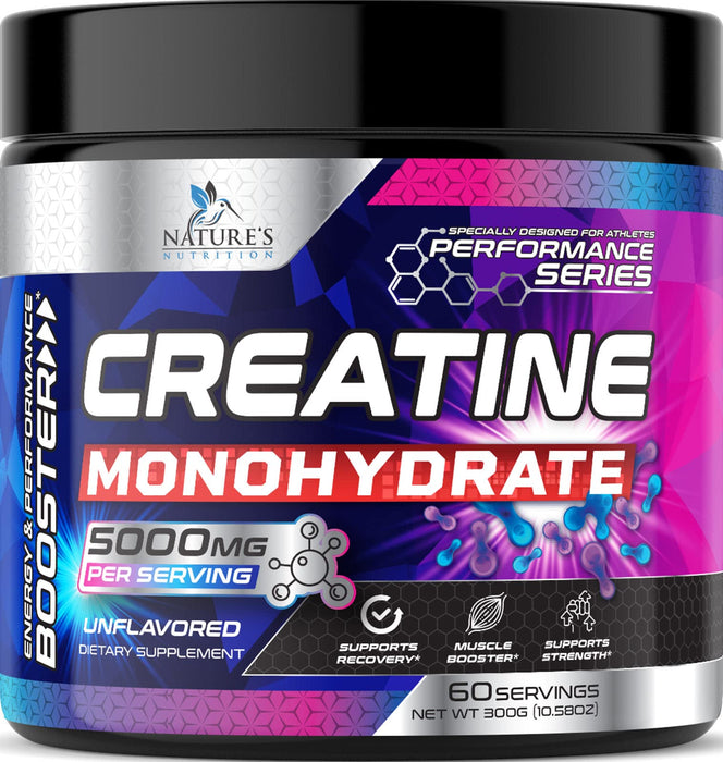 Micronized Creatine Monohydrate Powder - Unflavored Creatine Powder 5000mg Per Serv (5g) Amino Acid Supplement Supports Muscle Building & ATP Cellular Energy - Keto Friendly - 60 Servings