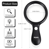 MOJINO Magnifying Glass with Light, MOJINO 10X Lighted Large Handheld Reading Magnifier Glasses with 18 LED Lights for Macular Degeneration, Seniors & Kids Reading, Inspection, Coins, Jewelry, Exploring