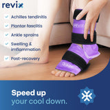 REVIX Ankle Ice Pack Wrap for Injuries Reusable Gel Foot Cold Pack for Achilles Tendonitis, Plantar Fasciitis and Sprained Ankles or Feet Pain Relief, Purple