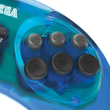 Retro-Bit Official Sega Genesis USB Controller 8-Button Arcade Pad for Sega Genesis Mini, Switch, PC, Mac, Steam, RetroPie, Raspberry Pi - USB Port - (Clear Blue)