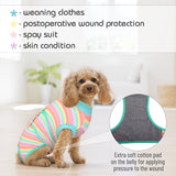 FUAMEY Recovery Suit for Dogs After Surgery,Soft Breathable Dog Bodysuit E-Collar & Cone Alternative Surgical Suit,Male Female Dog Neuter Spay Suits Anti Licking Wounds Onesie Mint Green Stripes L