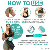 COZLOW 3-in-1 Fascia Roller Kit, Helps Reduce The Appearance of Cellulite, Helps Increase Circulation & Firms Skin, Fascia Massagers for Thighs, Hips, Arms & Body