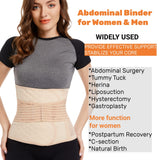 Reian Abdominal Binder for Post Surgery, Postpartum Recovery Belly Band C section Belly Binder, Abdomen Hernia Support Belt, Compression Wrap for Men and Women (Beige, Large)