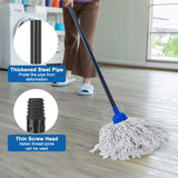 KeFanta Mop for Floor Cleaning,2 Pcs Cotton String Wet Mops Replacement Head Refill Compatible with Microfiber Cloth Mop & 0.8" Diameter Mop Handle(1 Handle & 2 Mop Heads)