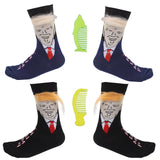 lasuroa 2 Pairs Trump Socks, 2024 Trump Funny Merchandise with Hair Trump Novelty Socks with 2pcs Combs Funny Gift Socks for Men and Women, 10-11