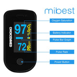 CHOICEMMED Black Dual Color OLED Finger Pulse Oximeter - Blood Oxygen Saturation Monitor with Color OLED Screen Display and Included Batteries - O2 Saturation Monitor