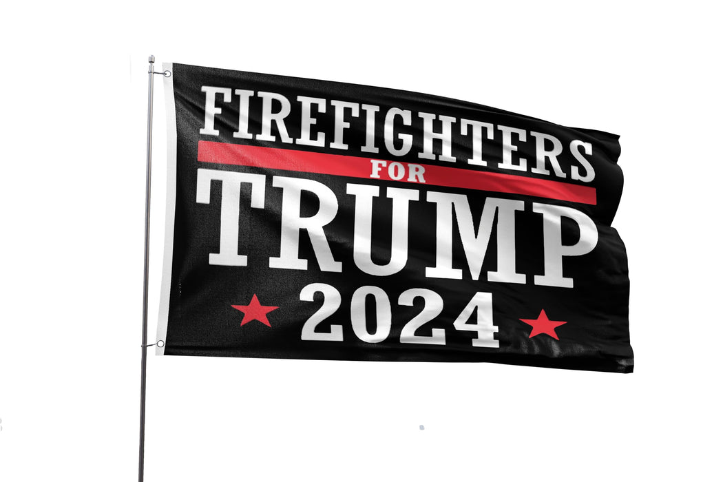 Firefighters For Trump Flag 3x5FT Trump 2024 Flag President Election Supporter Fans Patriotic MAGA Banner With 2 Brass Grommets Outdoor Indoor (Firefighters, 3x5ft)