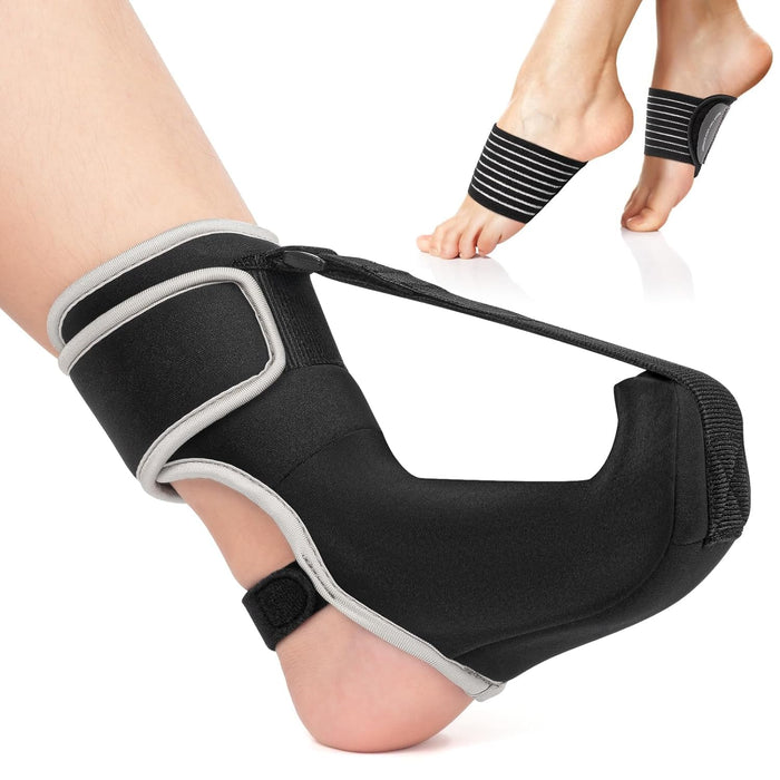 CEZUVR-US Plantar Fasciitis Night Splint Sock 2024 Upgraded Plantar Fasciitis Brace for Women Men with Arch Support for Achilles Tendonitis Foot Drop Heel Spur Pain Relief Black (Medium)