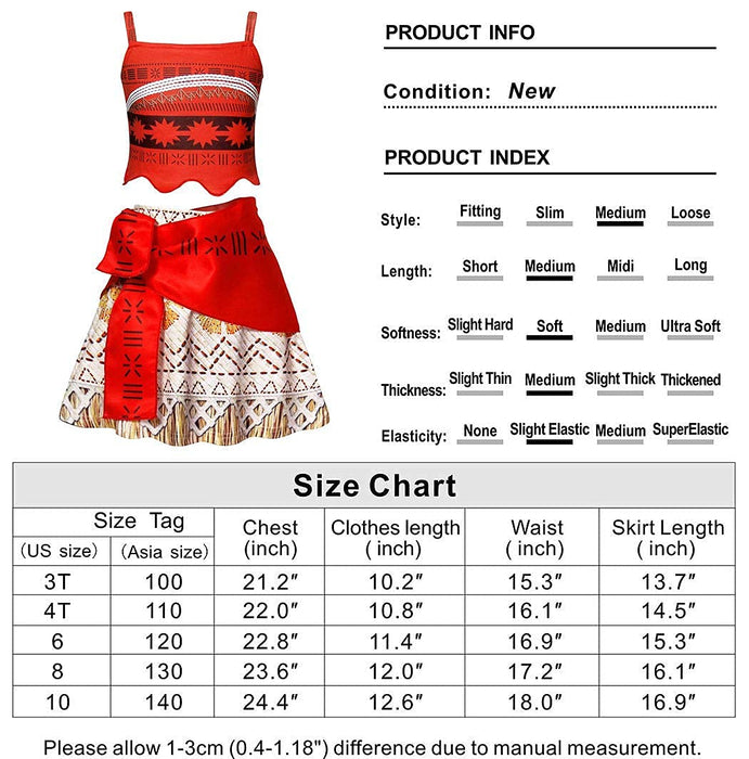 WonderBabe Girls Princess Costume Dress Up Christmas Cosplay Birthday Party Outfits Adventure 2 Pieces Set Clothes Necklace Hair Clip Accessories Kids Size 4t Age 3-4 Years