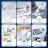 LABIGO Electric Spin Scrubber LA4 Pro, Dual Speed Bathroom Scrubber with Display & 6 Replacement Cleaning Heads, Cordless Power Scrubber with Adjustable & Detachable Handle for Bathroom Floor Tile