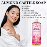 Carolina Almond Castile Soap Liquid – Skin-Softening Olive Oil Soap Organic Body Wash – Pure Castile Soap Almond Liquid Soap – Vegan Castille Soap Liquid (Almond, 32 ounces)