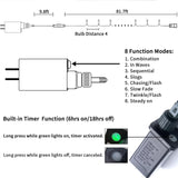 JMEXSUSS 250 LED White Christmas String Lights, 91.5ft Extendable Green Wire Christmas Lights Outdoor Waterproof, 8 Modes LED White String Lights Indoor for Tree Wedding Party Garden Patio Decoration