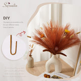 Serwalin 𝟲𝟬𝗽𝗰𝘀 Pampas Grass Decor 𝟭𝟳.𝟳𝗜𝗻𝗰𝗵, Orange Pampas Grass Home Decor, Pampas Grass Bulk Vase Filler, Boho Faux Pampas Decor, Thanksgiving Table Centerpieces, Christmas Decorations