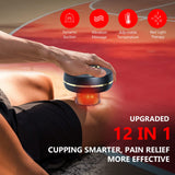 Vathery 12IN1 Electric Cupping Therapy Set Red Light Therapy, Cupping Kit for Massage Therapy with 2 Cups, Pain Relief, Massage, Knots, Aches, Electric Cupping Device Cellulite Massage Back Massager