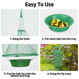 Qualirey 12 Pcs Ranch Fly Trap Outdoors Stable Fly Trap Reusable Horse Fly Traps Outdoor Hanging Pest Fly Trap Fly Catcher Cage with Pots Flay for Farm Orchard Restaurants