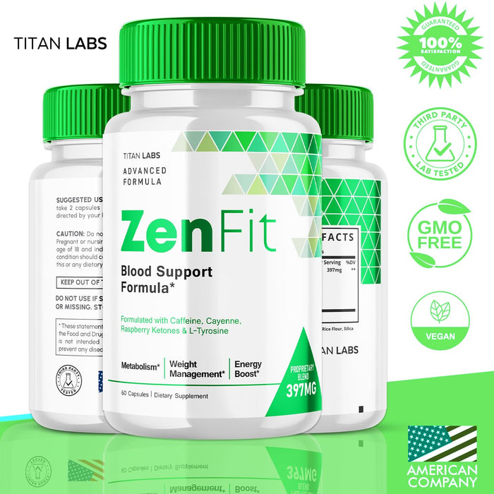 (2 Pack) Zenfit Capsules, Zen Fit Blood Support Formula Pills, Zenfit Sugar Support, Zen Fit Advanced Formula Natural Keto Support Supplement, ZenFit Blood Capsules Dietary Supplement (120 Capsules)