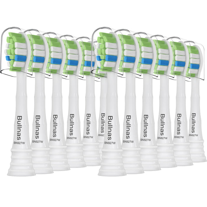 Bullnas Replacement Toothbrush Heads Compatible with Philips Sonicare, W Brush Head for Phillips Sonicare C-1 C-2 4100 5100 5300 6100 Electric Toothbrushes, White, 12 Count