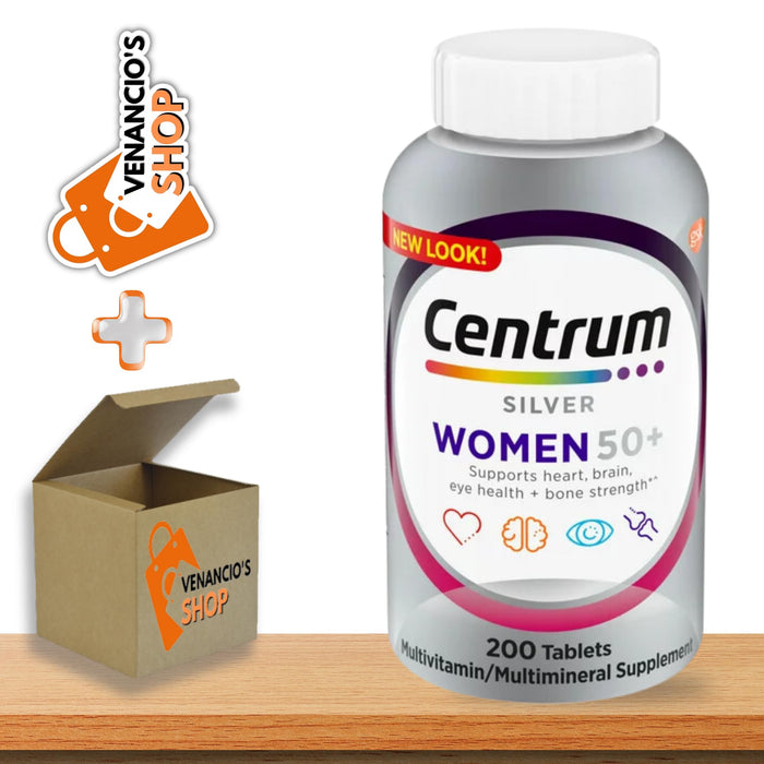 Centrum Silver Womens 50 Plus Vitamins, Multivitamin Supplement, 200 Count + Includes Venanciosfridge Sticker