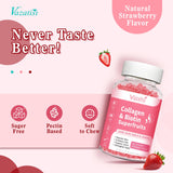 2 Pack Collagen Gummies with Biotin & Keratin 60 Natural Strawberry Flavored Gummies Supplement