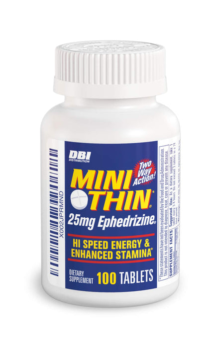 Mini Thin | Two-Way Action Caffeine Pills - High Speed Energy and Enhanced Stamina* - 205 mg Caffeine; 25mg Ephedrizine (100 Count Bottle)