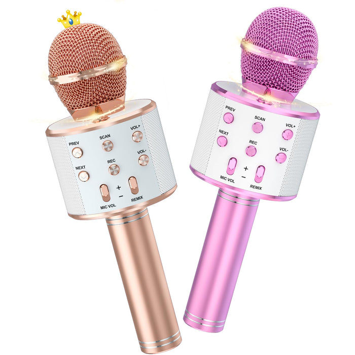 Ankuka Kids Karaoke Microphone 2 Pack, Wireless Bluetooth Karaoke Microphone for Singing Portable Handheld Mic Speaker Machine, Christmas Birthday Gifts for Girls Ages 4, 5, 6, 7, 8, 9, 10, 12+