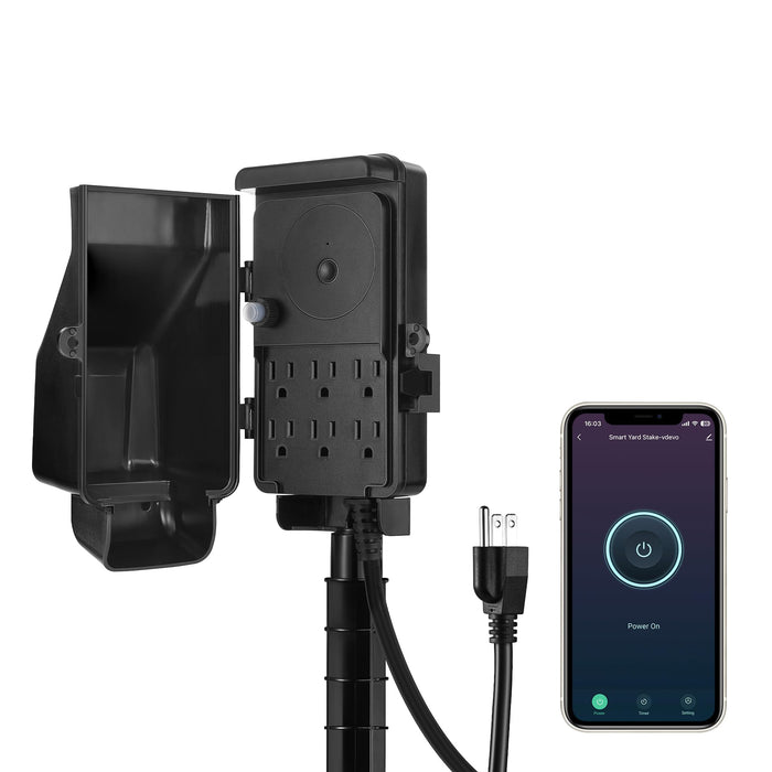 DEWENWILS WiFi Smart Yard Stake Plug with 6 Outlets, Voice Control, Waterproof Power Stake Timer with 6Ft Cord, Alexa&Google Assistant Compatible, 1875W/15A, for Halloween/Christmas Decoration Lights