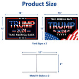 Trump 2024 Yard Signs with H-Stakes, 2PCS 16" X 12" Trump 2024 Take America Back Yard Signs, Placard Voted for Trump Outdoor Lawn Yard Garden Decoration