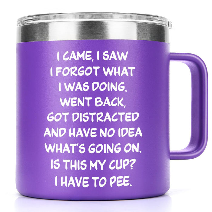 Qzvuic I Came I Saw I Forgot Coffee Mug, Funny Sarcastic Gifts for Women Elderly Senior Citizens Old People ADHD Grandma, 14 oz Stainless Coffee Mug Mothers Day Christmas