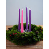 CANDWAX 10 inch Taper Advent Candles 3 Sets - Dripless Taper Candles and Unscented Candlesticks - Long Burning Tapered Candles Perfect as Advent Wreath Candles Tapers - Purple Advent Candles