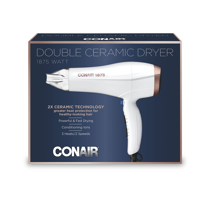 Conair Double Ceramic Hair Dryer | Blow Dryer with Ionic Conditioning | Includes Concentrator