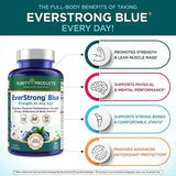 Purity Products EverStrong Blue Strength Building + Brain Boosting w/Muscle Matrix Blend ft. Creatine Monohydrate + More, PurityBlue Organic Blueberry Complex, 1000 IU Vitamin D3-90 Tablets