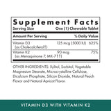 Vitamin D3 & K2 Chewable Tablets - Apricot Flavor - 90 Servings