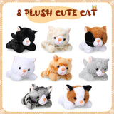 8 Pieces Plush Pets 5 Inch Stuffed Animals Bulk Assorted Cute Stuffed Pet Animal Plush Toys Small Plush Animals for Halloween Kid Classroom School Pet Party Favors Supplies Decoration (Lying Cat)