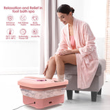 iFedio XL Touch Screen Collapsible Foot Spa with Heat, Bubble and Temperature Control, Foot Bath Massager with Massage Rollers, Foot Soaking Tub, Pedicure Foot spa for Stress Relief (Pink)