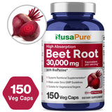 NusaPure Beet Root 30,000mg 150 Veggie caps (Vegan, Non-GMO & Vegan 4% Nitrates) Bioperine