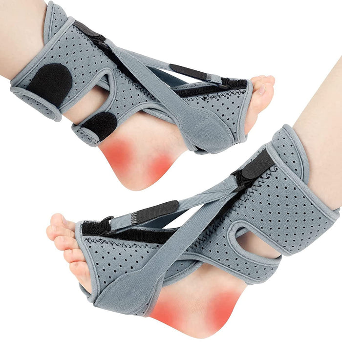 ANSUSIC Plantar Fasciitis Night Splint-Upgrade 3 Adjustable Planters Facetious Relief Brace,Plantar Fasciitis Relief Women Men Straps,Support Relief Foot Drop Achilles Tendonitis Day Night(Gray-2PC)